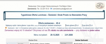 MENU TYGODNIOWE - Domowe obiady dla firm z dowozem